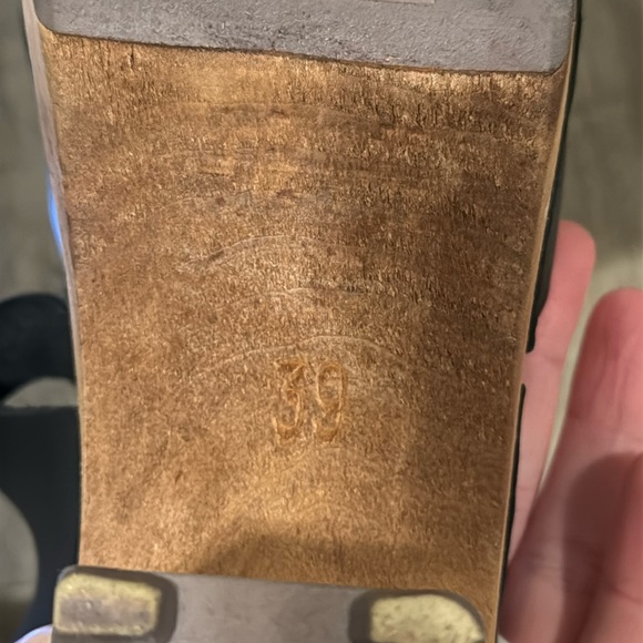 Black leather and brown real wooden clogs excellent - Picture 3 of 3